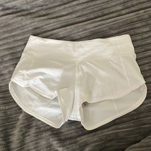 White lululemon speed up shorts